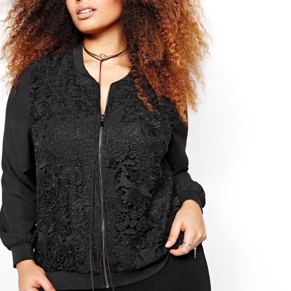 Michel Studio Tops - Michel Studio plus size black bomber jacket